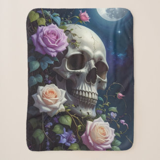 Moonlit Roses Skull Sherpa Blanket