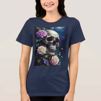 Moonlit Roses Skull Tri-Blend Shirt