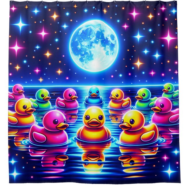 "Moonlit Rubber Ducky Dream" Shower Curtain (Front)