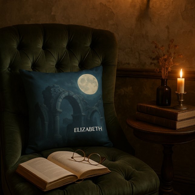 Moonlit Ruins Dark Fantasy Gothic Decor Cushion (Creator Uploaded)