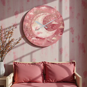Moonlit Rustic Red Nursery & Kids' Room Large Clock