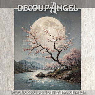 Moonlit Sakura Serenity Decoupage Tissue Paper