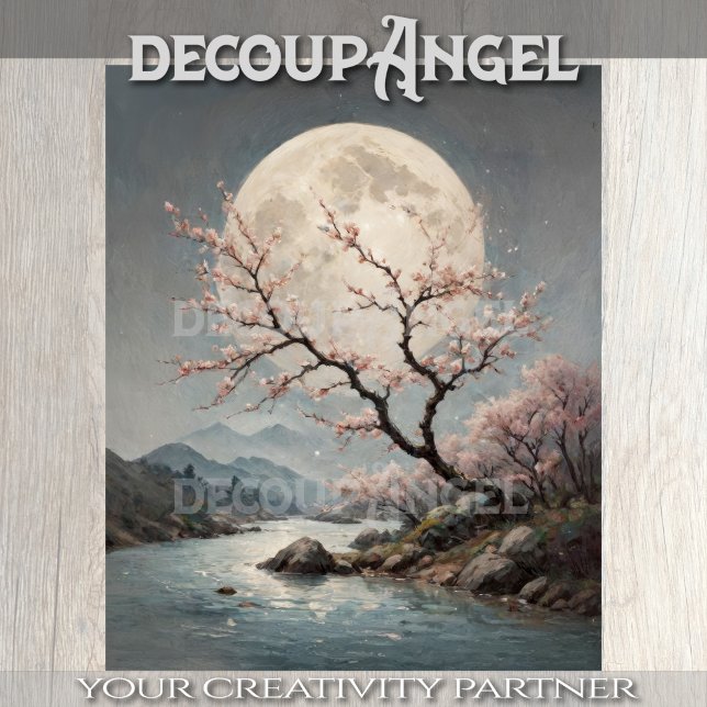 Moonlit Sakura Serenity Decoupage Tissue Paper (Creator Uploaded)
