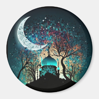 Moonlit Sanctuary Islamic Masjid Fridge Magnet