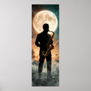 Moonlit Saxophone Reverie in Chaos Poster