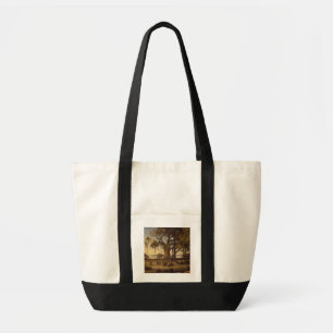 Moonlit Scene of Indian Figures and Elephants amon Tote Bag