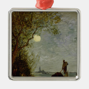 Moonlit Scene with Gondola Metal Tree Decoration