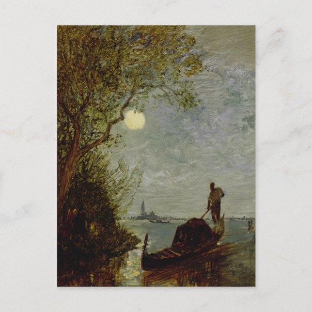 Moonlit Scene with Gondola Postcard (Front)