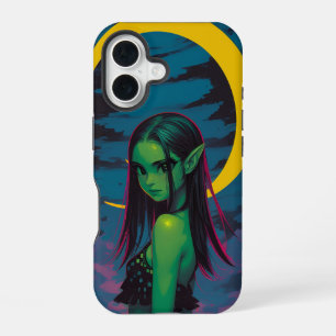 Moonlit Sea Elf — Crescent Night Portrait iPhone 16 Case
