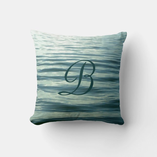 Moonlit Sea Monogrammed Cushion (Front)