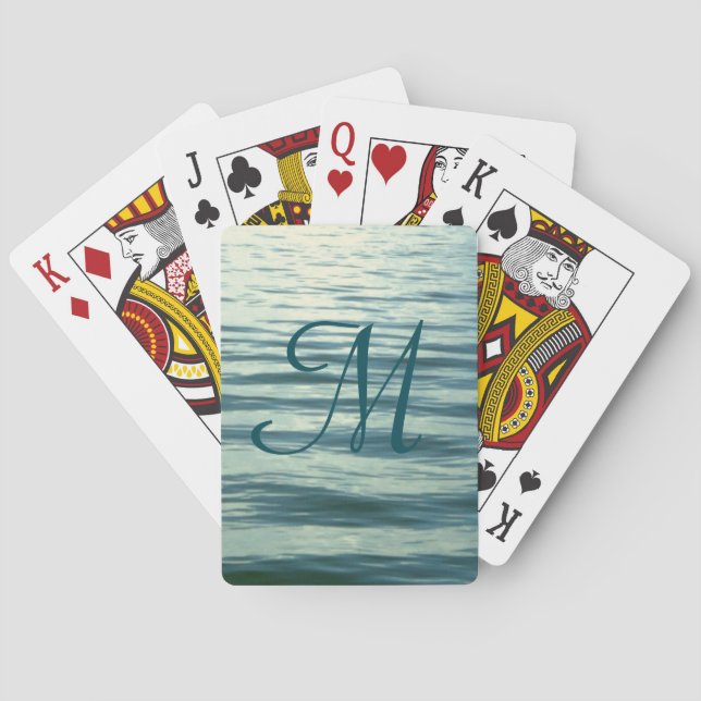 Moonlit Sea Monogrammed Playing Cards (Back)