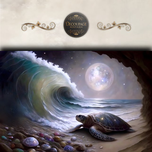 Moonlit Sea Turtle Ocean Wave Decoupage Tissue Paper (Moonlit Sea Turtle Ocean Wave Decoupage Tissue Paper)