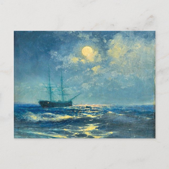 Moonlit Seaview, fine art painting Postcard (Front)