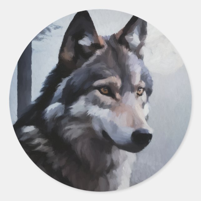 Moonlit Sentinel Classic Round Sticker (Front)
