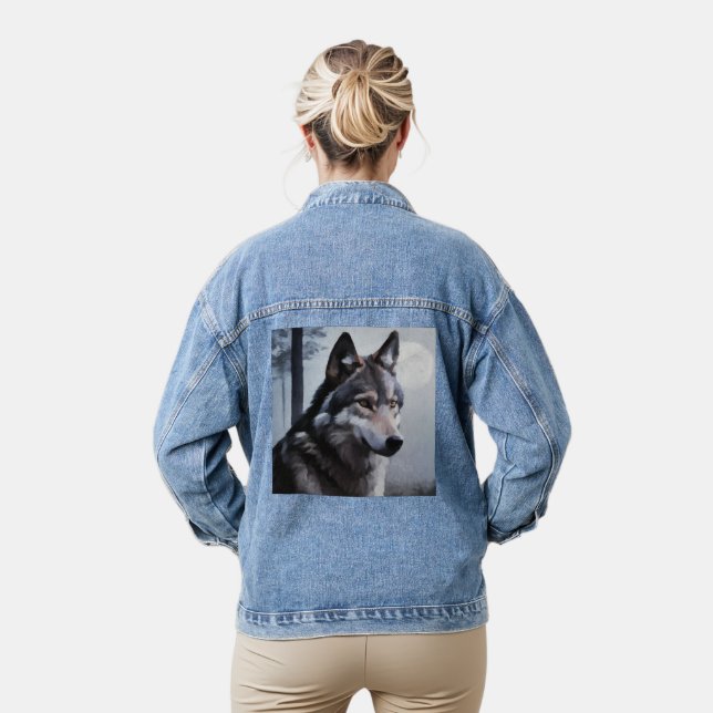 Moonlit Sentinel Denim Jacket (Model)