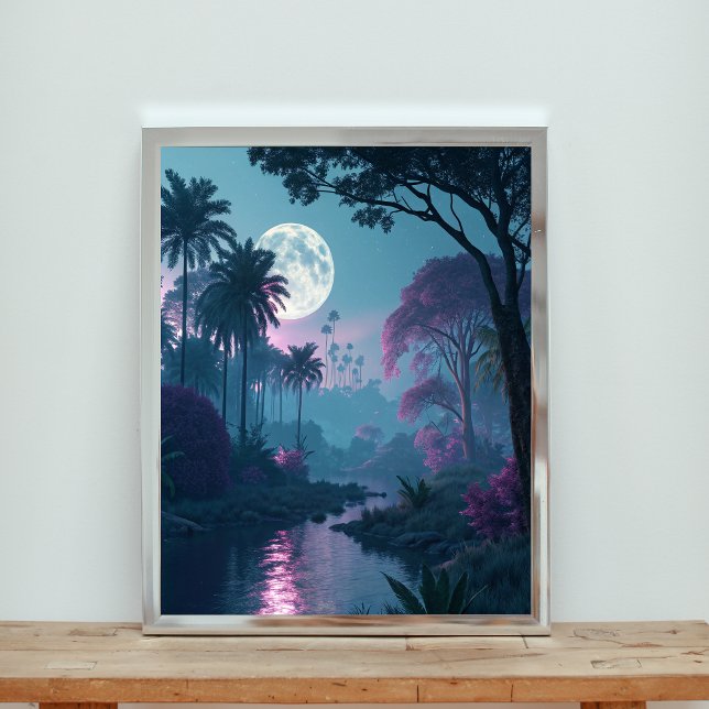 Moonlit Serenity: A Dreamscape of Whispering Palms Poster (Creator Uploaded)