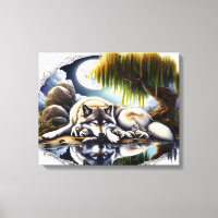 Moonlit Serenity A Slumbering Wolf 20x16