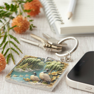 Moonlit Serenity A Slumbering Wolf Key Ring