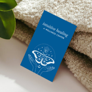 Moonlit Serenity: Embrace Healing Hands Blue Business Card