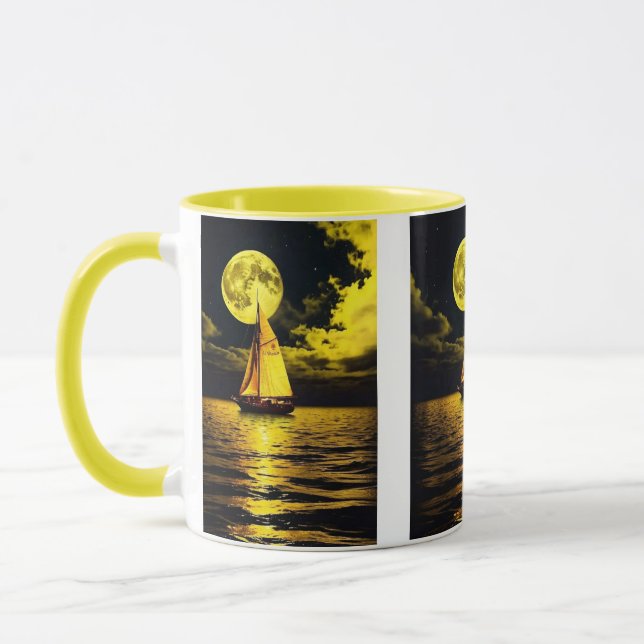 Moonlit Serenity Sailing Mug. Mug (Left)