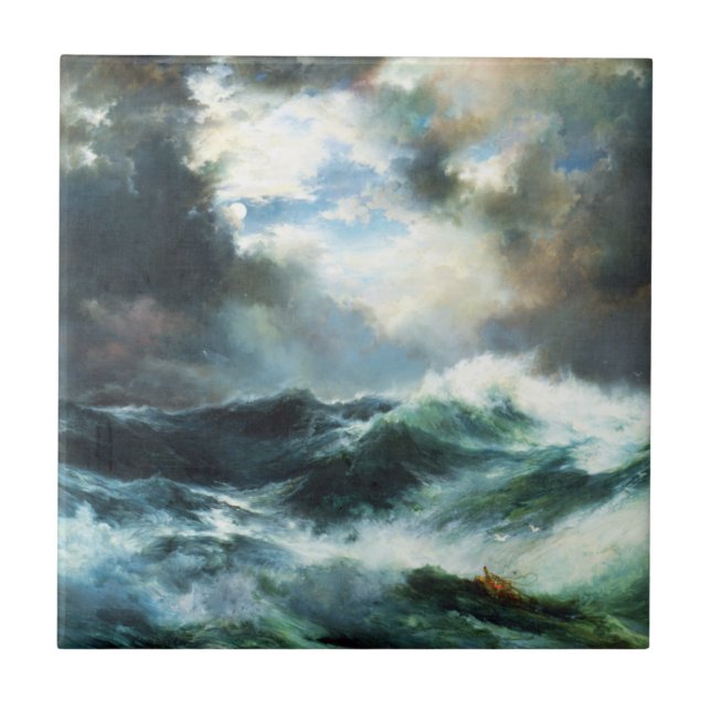 Moonlit Shipwreck at Sea Tile (Front)