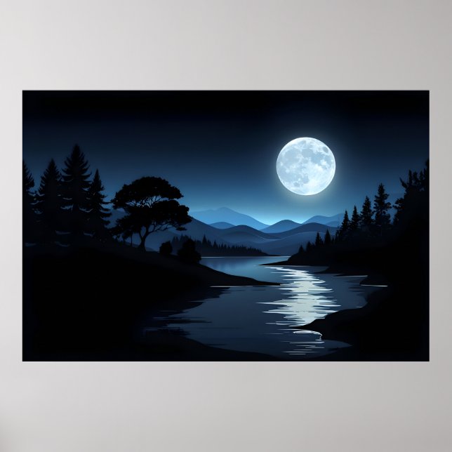Moonlit Silence – Serene Landscape Poster (Front)