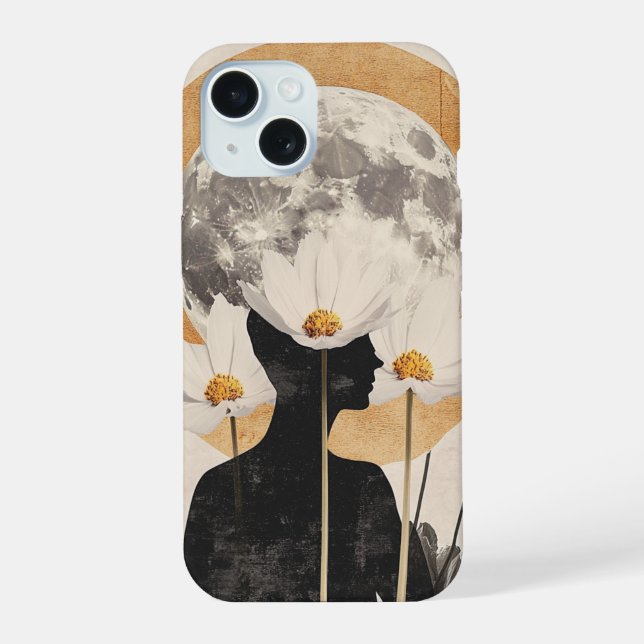 Moonlit Silhouette - Boho Vintage Elegance iPhone 15 Case (Back)