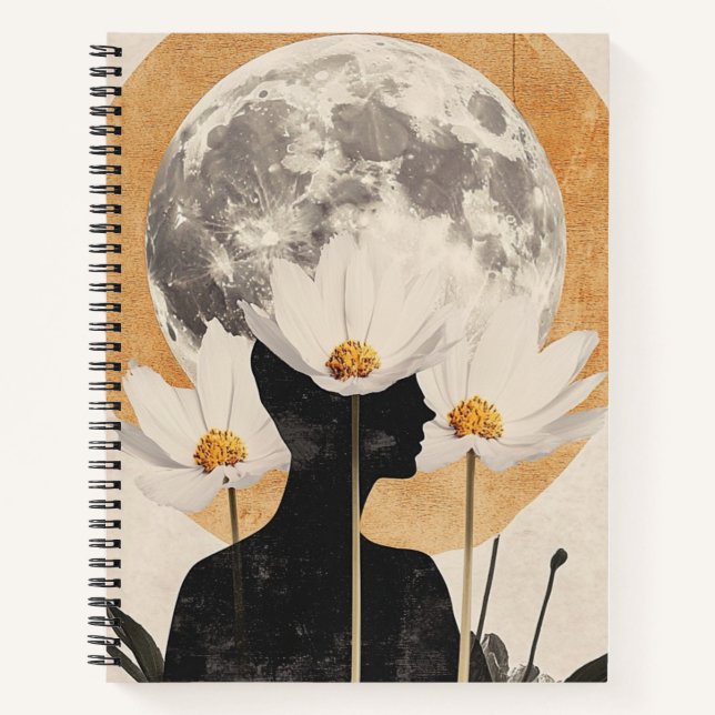 Moonlit Silhouette - Boho Vintage Elegance Notebook (Front)