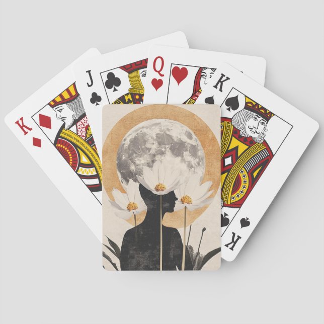 Moonlit Silhouette - Boho Vintage Elegance Playing Cards (Back)