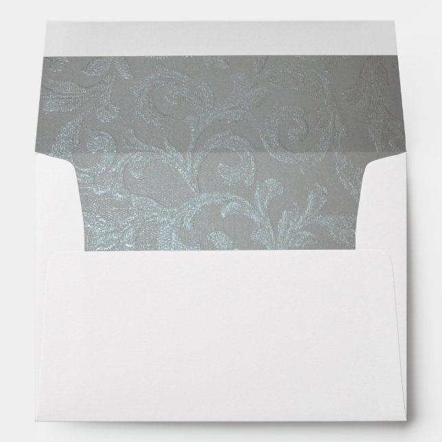 Moonlit Silver Blue Pattern Wedding Lined Envelope (Back (Bottom))