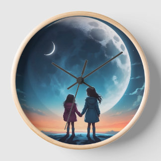 Moonlit sisters clock