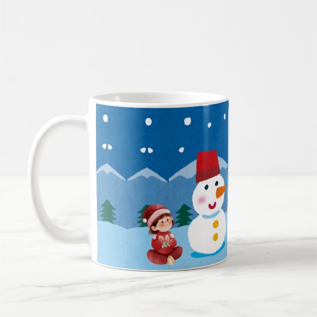 Moonlit Snow Play Coffee Mug (Left)