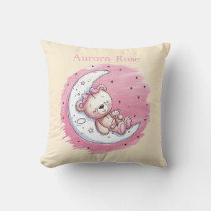 Moonlit Snuggles: A Bear’s Dream Girl Baby Shower Cushion