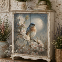 Moonlit songbird Blue Bird Decoupage
