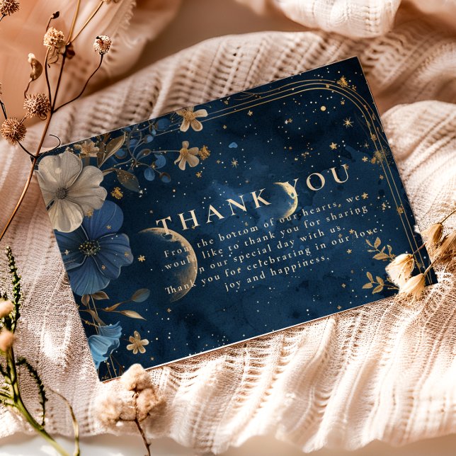 Moonlit Starflower Wedding Thank You Card (Creator Uploaded)