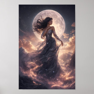 Moonlit Starlit Grace Fantasy Wall Poster