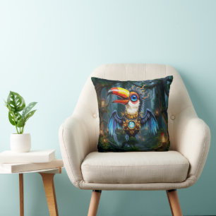 Moonlit Steampunk Toucan.  Cushion
