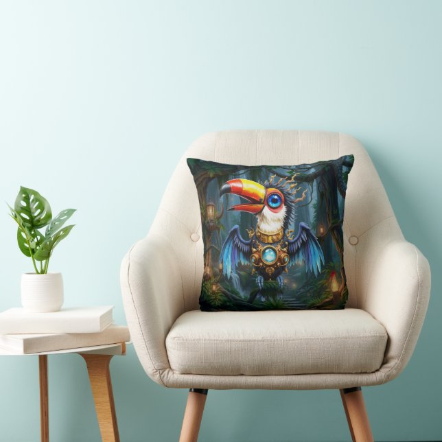 Moonlit Steampunk Toucan.  Cushion (Chair)