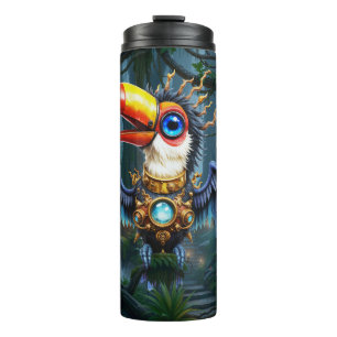 Moonlit Steampunk Toucan.  Thermal Tumbler