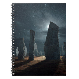 Moonlit Stones Dark Starry Night Notebook
