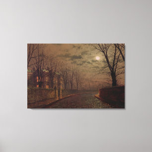 Moonlit Street Scene, 1882 (oil on canvas) Canvas Print