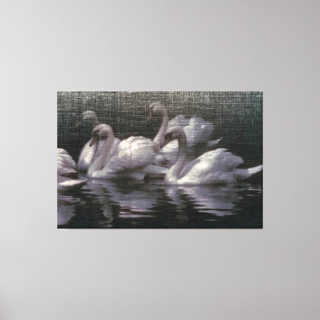 Moonlit Swan Lake Canvas Print (Front)