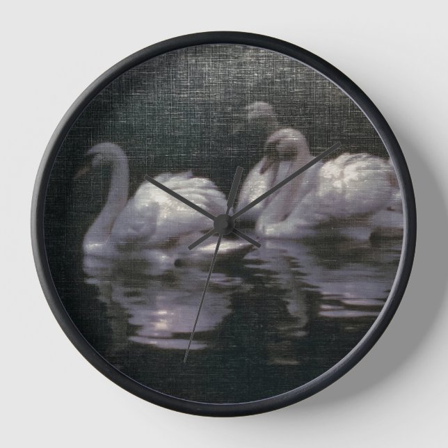 Moonlit Swan Lake Clock (Front)