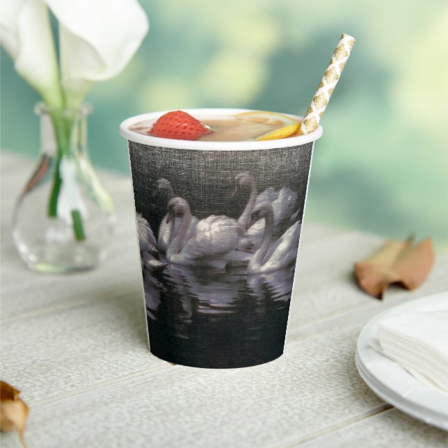 Moonlit Swan Lake Paper Cups (Insitu)