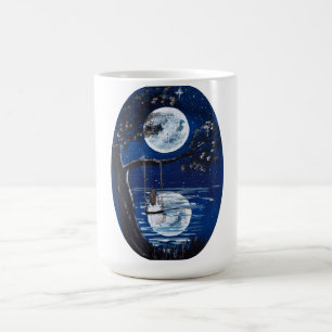 Moonlit Swing by the Lake-handmade artwork Coffee Mug