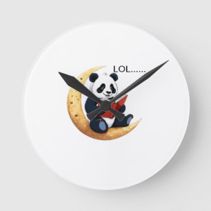 Moonlit Tales with Panda Round Clock
