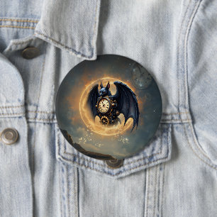 Moonlit Timekeeper – Steampunk Bat 10 Cm Round Badge