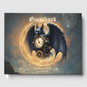 Moonlit Timekeeper – Steampunk Bat Guest Book