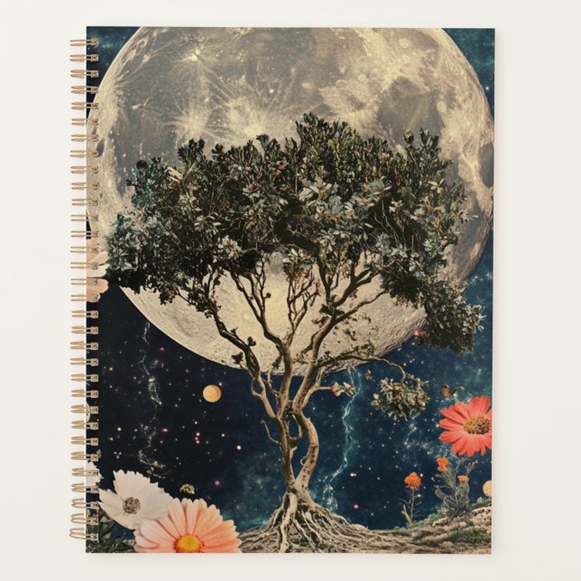 Moonlit Tree & Blossoms Planner (Front)