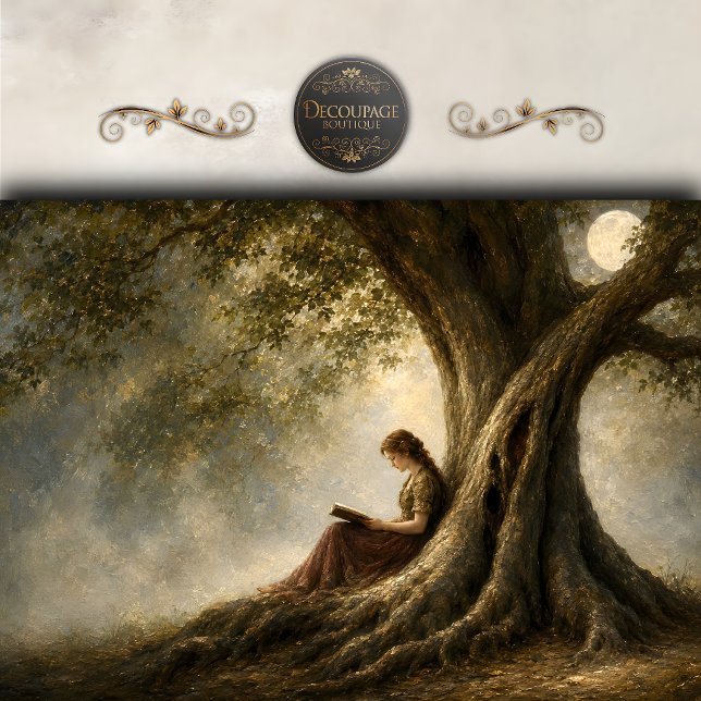 Moonlit Tree Reader Decoupage Tissue Paper (Moonlit Tree Reader Decoupage Tissue Paper)